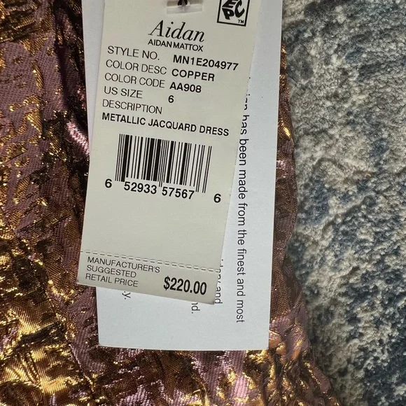 Aidan Mattox metallic jacquard off thr shoulder dress - Picture 7 of 7